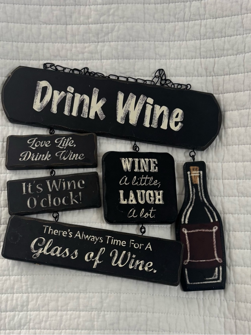 Drink Wine Decorative Wall Plaque — Black Wine-Themed Sign